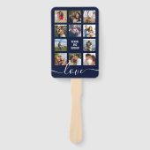 フォトコラージネイビーブルー結婚式 プログラム ハンドファン (正面)