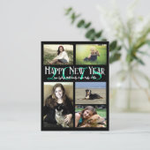 フォトコラージネオングリーンハッピーニューイヤー シーズンポストカード (スタンド正面)