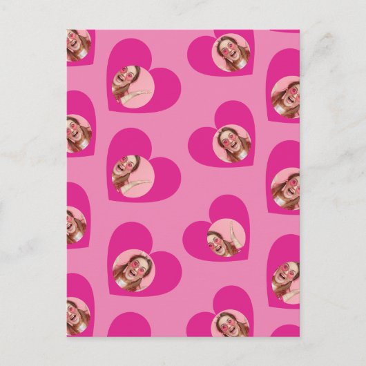 フォトコラージバレンタインデーハートピンク ポストカード (正面)