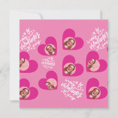 フォトコラージバレンタインデー熱いピンクパーティー 招待状 (正面)