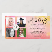 フォトコラージピンクガール卒業発表 案内状 (正面/裏面)