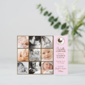 フォトコラージピンクベビー誕生のお知らせ 案内ポストカード (スタンド正面)