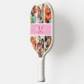 フォトコラージピンクモノグラム ピックルボールラケット (左)