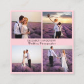 フォトコラージピンクQRコードのソーシャルメディア スクエア名刺 (正面)