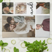 フォトコラージファミリーキッチンタオル キッチンタオル (折り畳み)