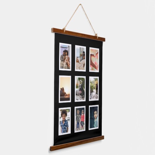 フォトコラージファミリーパーソナライズされた9 吊り下げ型タペストリー (傾斜あり)