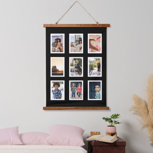 フォトコラージファミリーパーソナライズされた9 吊り下げ型タペストリー (寝室)