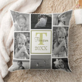 フォトコラージファミリーモノグラムモダントレンディー クッション (ブランケット)