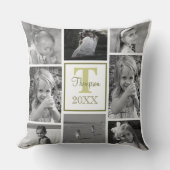 フォトコラージファミリーモノグラムモダントレンディー クッション (正面)