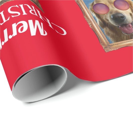 フォトコラージフレームドッグズファミリークリスマス ラッピングペーパー (ロールコーナー)