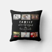 フォトコラージブラックスクリプトファミリーキープサケことわざ クッション (裏面)