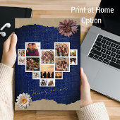 フォトコラージブルーデニムカスタム招待状カード シーズンカード