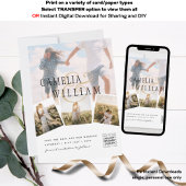 フォトコラージホワイトプリントまたはデジ結婚タル 招待状