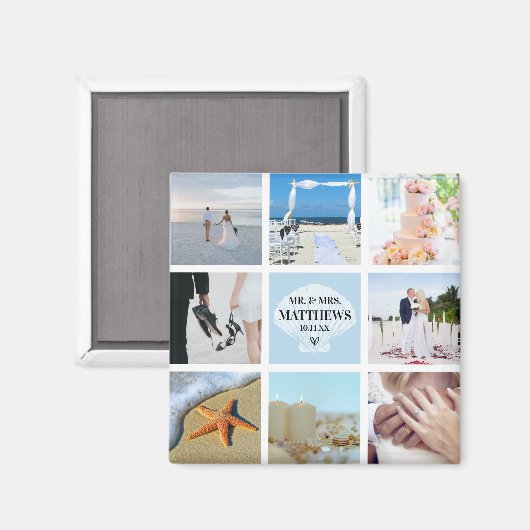 フォトコラージマグネット結婚式の引き出物シーシェル マグネット (正面/裏面)