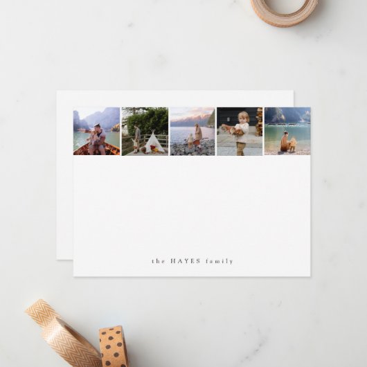 フォトコラージミニマリストのクリーンシンプル白 ノートカード (正面/裏面インサイチュ)