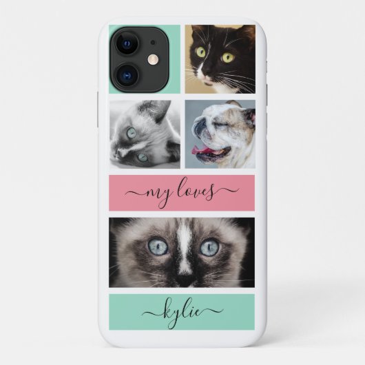 フォトコラージミントピンクパーソナライズされた色 Case-Mate iPhoneケース (裏面)