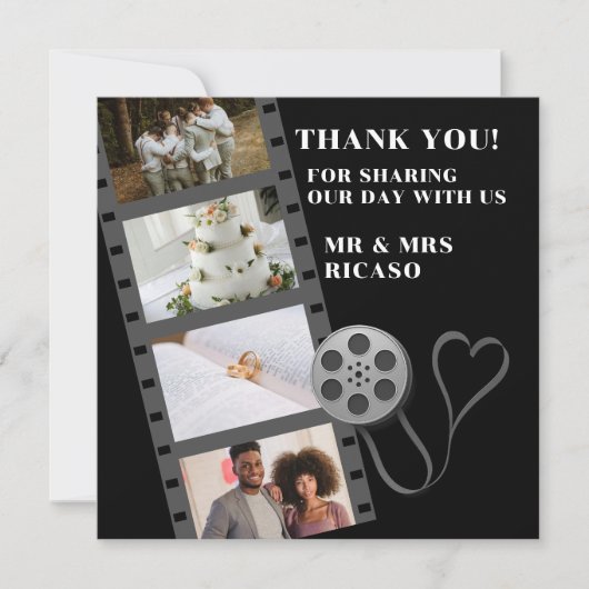 フォトコラージムービーストリップサンキューカード セーブザデート (正面)
