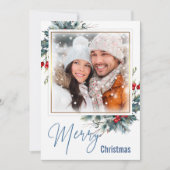 フォトコラージメリークリスマスブルースタイルウィッシュカード (正面)