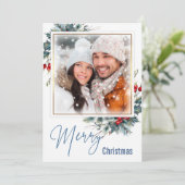フォトコラージメリークリスマスブルースタイルウィッシュカード (スタンド正面)