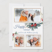 フォトコラージメリークリスマスブルースタイルウィッシュカード (裏面)