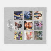 フォトコラージモノグラムグランドキッズグレー フリースブランケット (正面(横))