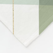 フォトコラージモノグラムセージ緑のギンガムプレイド8 フリースブランケット (角)