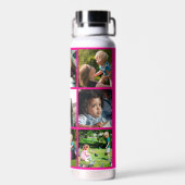 フォトコラージモノグラムパーソナライズされたピモダンンク ウォーターボトル (背面)