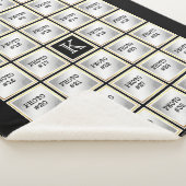 フォトコラージモノグラムブラック金ゴールドフレーム34写真 シェルパブランケット (3/4)