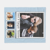 フォトコラージモノグラム名パウダーブルーミディアム フリースブランケット (正面(横))