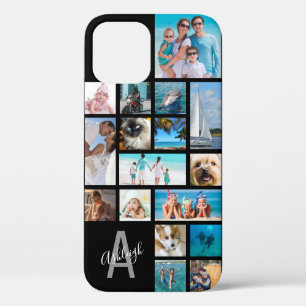 フォトコラージモノグラム名17写真ブラックケース – M iPhone 12ケース