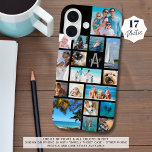 フォトコラージモノグラム名17写真ブラック iPhone 16ケース<br><div class="desc">様々な形とサイズの写真のコラージュとイニシャル上のモノグラムと名前で運17枚の写真のこのカラーの携帯電話のケースにパーソナライズされたは、上のスクリプトフォントにお気に入りの。EDIT[編集]コマンドで、モノグラムの黒い背景色または文字フォントスタイルを変更する。電話ケースのオプション：サンプルはiPhone 16モデルに表示され、辛うじてケーススタイル – その他の電話モデルとケーススタイルは注文ページに表示される。アシスタンス：救済デザインの変更やカスタマイズ、色の変更、サイズ変更、他の製品へのデザインの転送など連絡、Zazzle Chat MESSAGEタブでデザイザのBEFORE ORDERINGまたは電子メールmakeitaboutyoustore@gmail.comを使用して行う。</div>