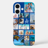 フォトコラージモノグラム名17写真ブルー Case-Mate iPhoneケース (裏面)