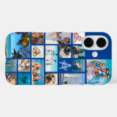フォトコラージモノグラム名17写真ブルー Case-Mate iPhoneケース (裏面 (横))