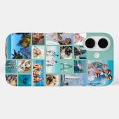 フォトコラージモノグラム名17写真ミントグリーン Case-Mate iPhoneケース (裏面 (横))