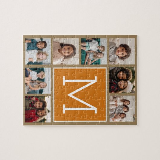 フォトコラージモノグラム素朴- Kraftとオレンジ ジグソーパズル (横)