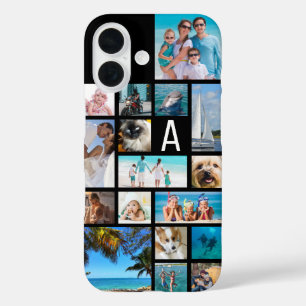フォトコラージモノグラム17枚フォトブラック iPhone 16ケース