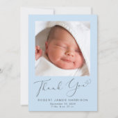 フォトコラージュありがとう男の赤ちゃん誕生 案内状 (正面)