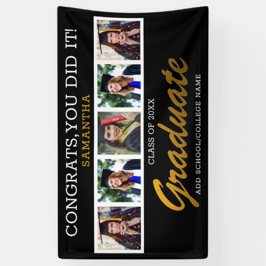 フォトコラージュおめでとう2025年卒業5名 横断幕 (縦)