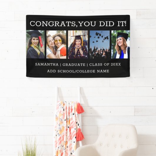 フォトコラージュおめでとう5名2023年卒業 横断幕 (インサイチュ)