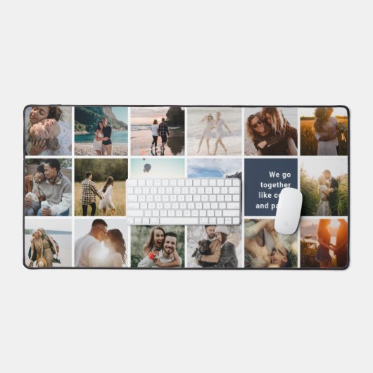 フォトコラージュおもしろいロマンチック引用文 デスクマット (キーボード&マウス)