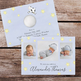 フォトコラージュかわいい牛が月を飛び越えた 案内状