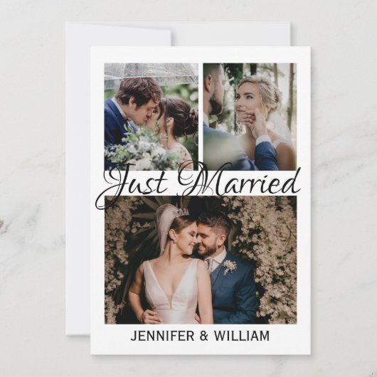 フォトコラージュたった今結婚しました結婚の発表 招待状 (正面)