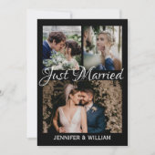 フォトコラージュたった今結婚しました結婚の発表 招待状 (正面)