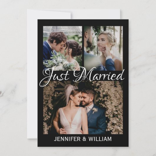 フォトコラージュたった今結婚しました結婚の発表 招待状 (正面)