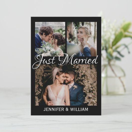 フォトコラージュたった今結婚しました結婚の発表 招待状 (スタンド正面)