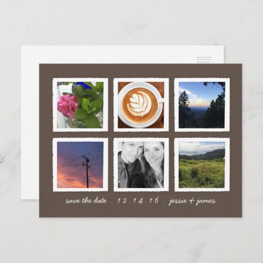 フォトコラージュで日付を保存 案内ポストカード (正面/裏面)