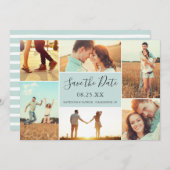 フォトコラージュで日付フラットカードを保存 |淡い水色 セーブザデート (正面/裏面)