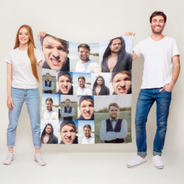 フォトコラージュで顔を フリースブランケット