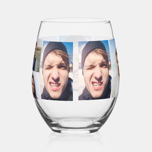 フォトコラージュで顔をA ステムなしワイングラス (右)