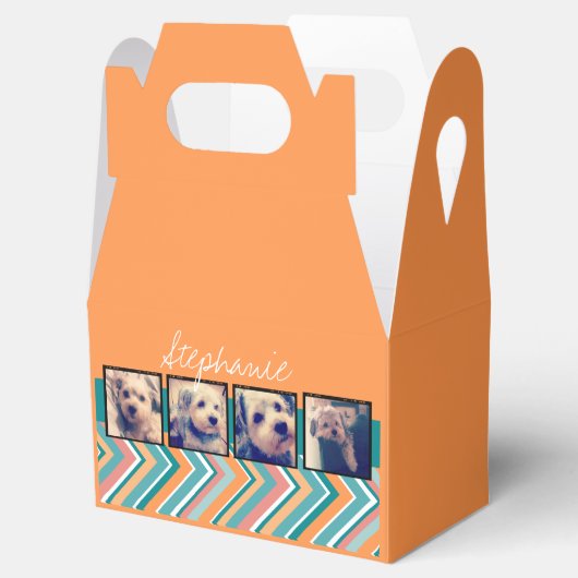 フォトコラージュとオレンジとティール（緑がかった色）山形 フェイバーボックス (オープン)